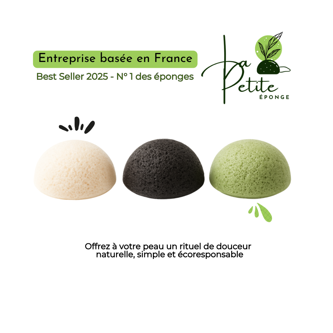 Pack 3 éponges Konjac, Charbon, Thé vert