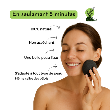 Pack 3 éponges Konjac, Charbon, Thé vert